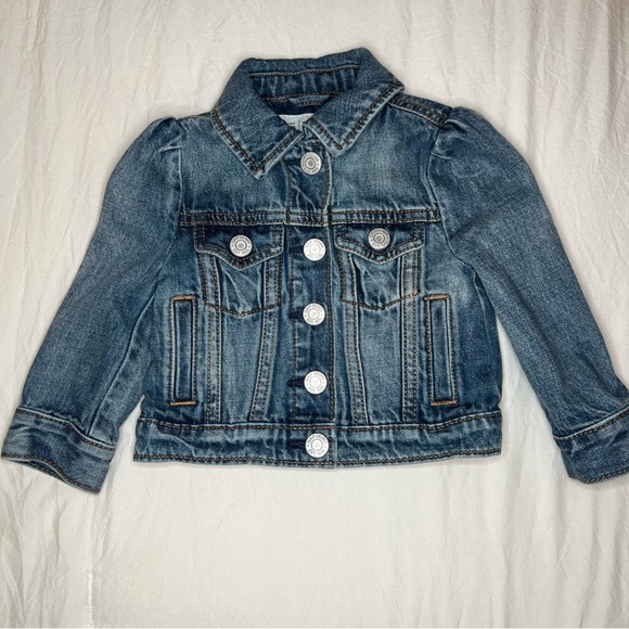 Baby Gap Disney Embroidered Patch Minnie Mouse Denim Jean Jacket Girl 12-18M - Picture 3 of 8